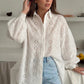 White Embroidered Cut Out Oversized Shirt