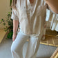 Beige Linen Half Sleeves Shirt