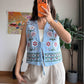 Baby Blue Floral Embroidered Vest