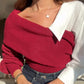 Maroon Off Shoulder Pullover With Shirt Sleeve