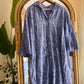 Blue Embroidered Floral Lace Long Shirt