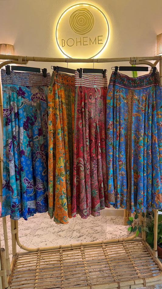 Purple Paisley Satin Skirt Pants