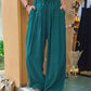 Premium Teal Green Elastic Waist Palazzo Pants