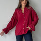 Burgundy Ruffled Cuff Shirt Blouse