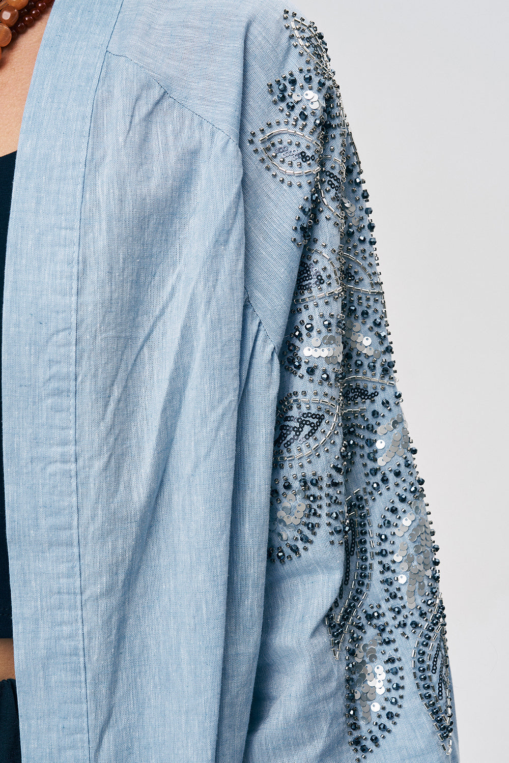 Baby Blue Sequins Kimono