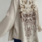 Embroidered Brown X Beige Linen Kimono