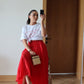 Red Asymmetrical Crinkled Chiffon Skirt