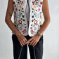 Floral White Embroidered Vest