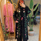 Black Floral Embroidered Belted Dress