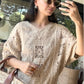 Beige Floral Crochet Long Blouse
