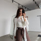 Off White Lace Blouse With Front Ties