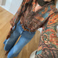 Teal Green Chiffon Vintage Blouse With Ribbons