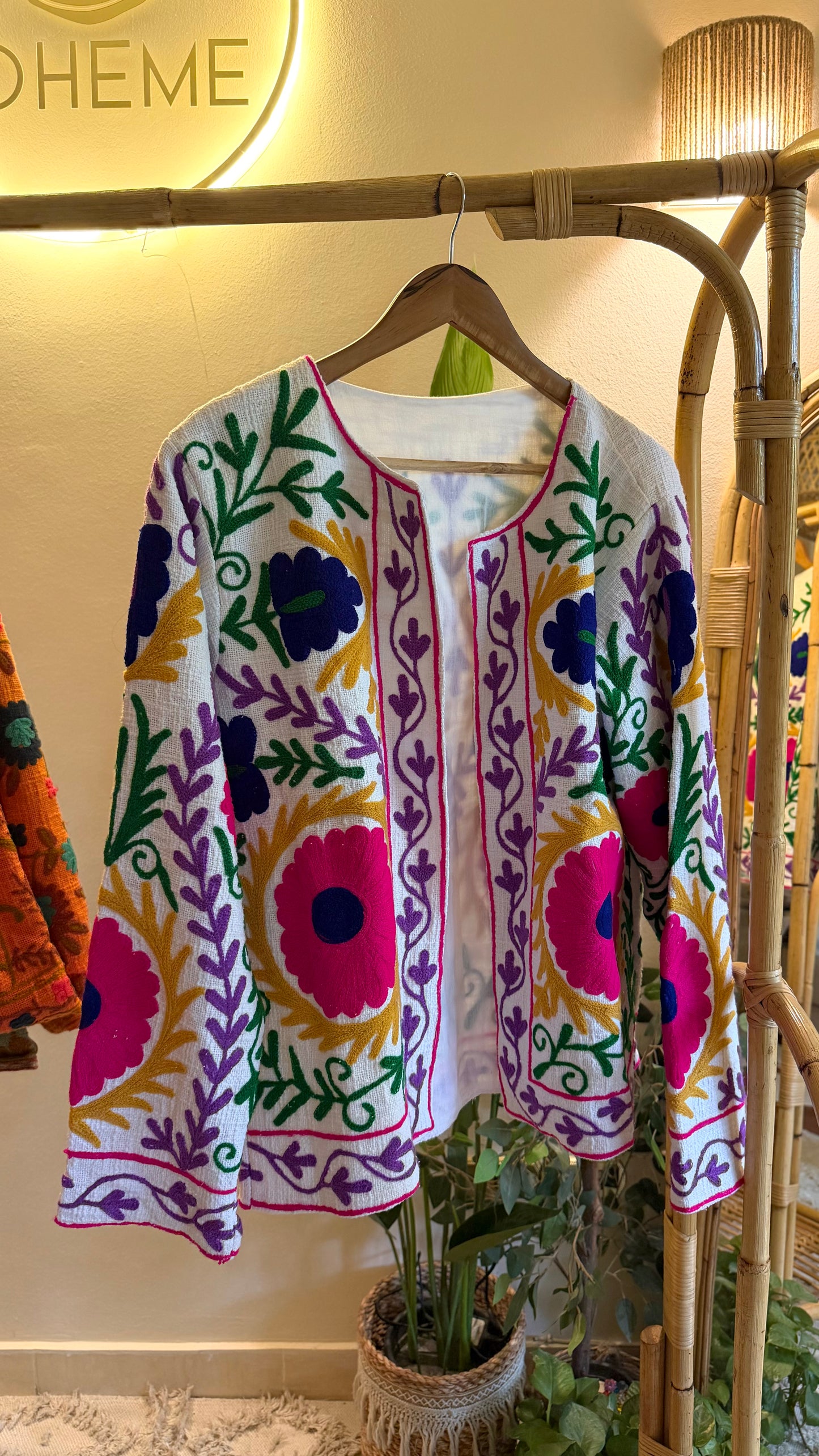 White Aswan-ian Suzani Embroidered Jacket