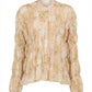 Beige Smocked Chiffon Vintage Blouse