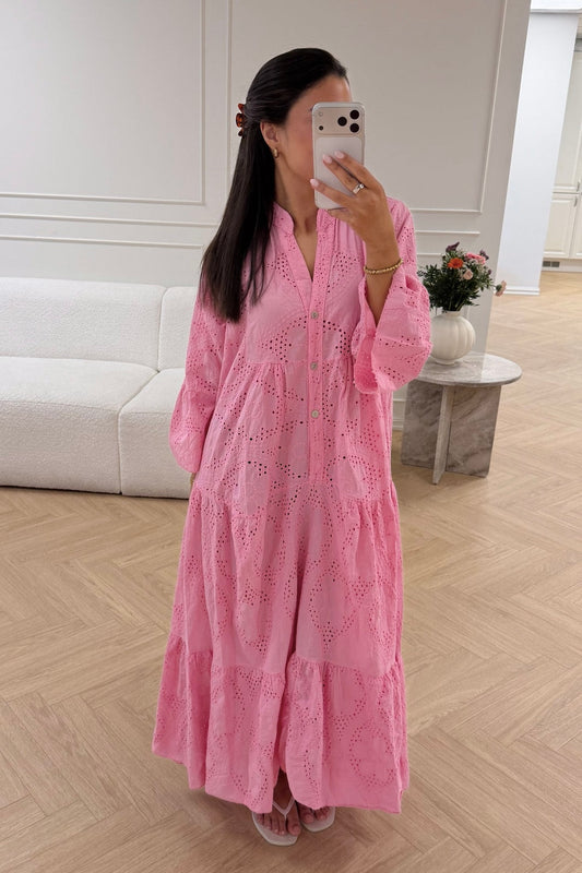 Cotton Pink Cut Out Dress