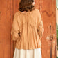 Camel Cotton Ruffle Blouse