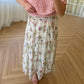 Floral White Asymmetrical Chiffon Skirt