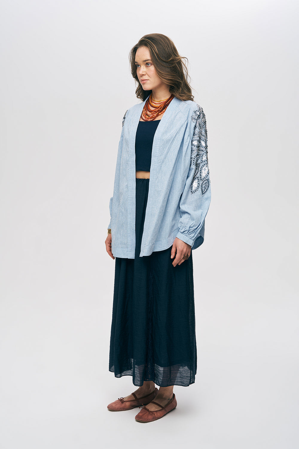 Baby Blue Sequins Kimono