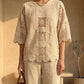 Beige Floral Crochet Long Blouse
