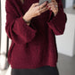 Burgundy Round Neck Stitch Pullover