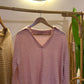Baby Pink Striped Pullover With Polo Collar