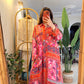 Pink X Red Paisly Shirt Dress With Pockets