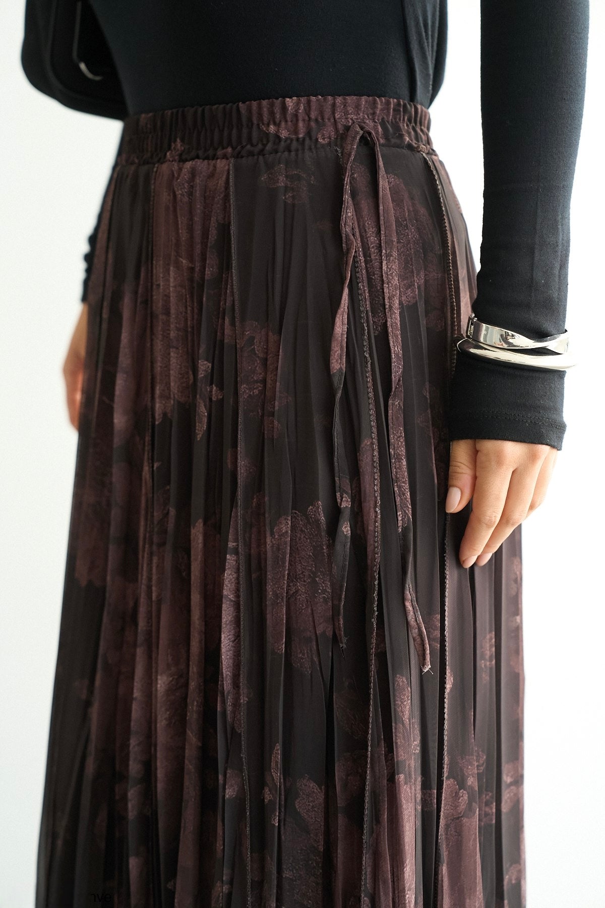 Marble Brown Asymmetrical Chiffon Skirt