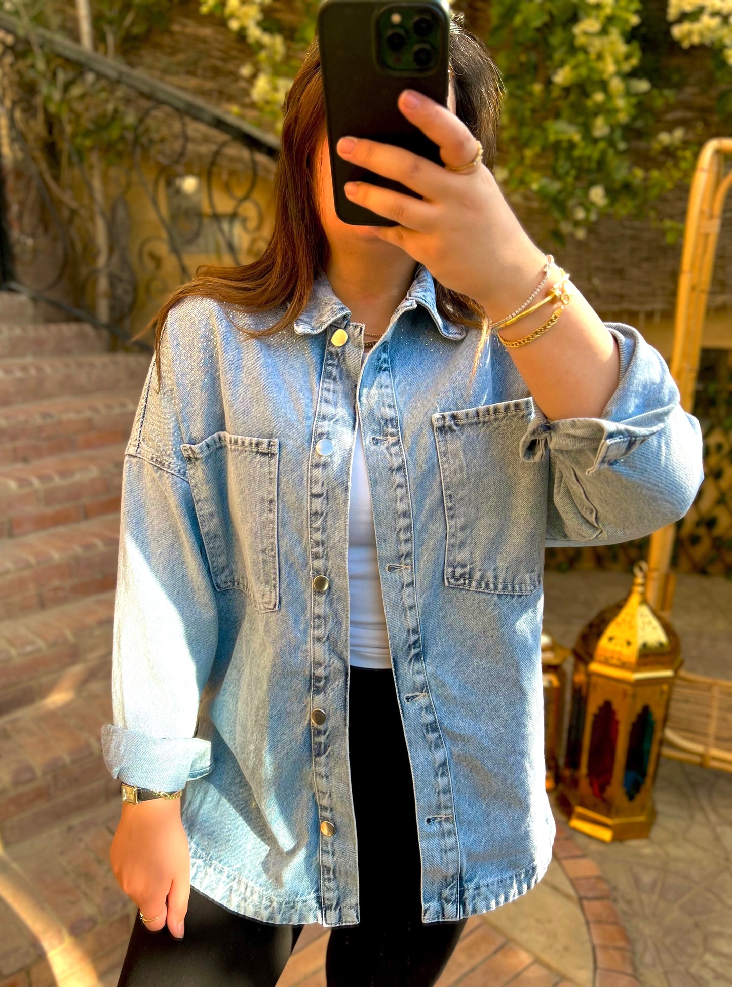 Embellished Star Studded Denim Jacket