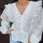 Dantel Detailed White Blouse