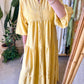 Yellow Embroidered Floral Cotton Wide Dress