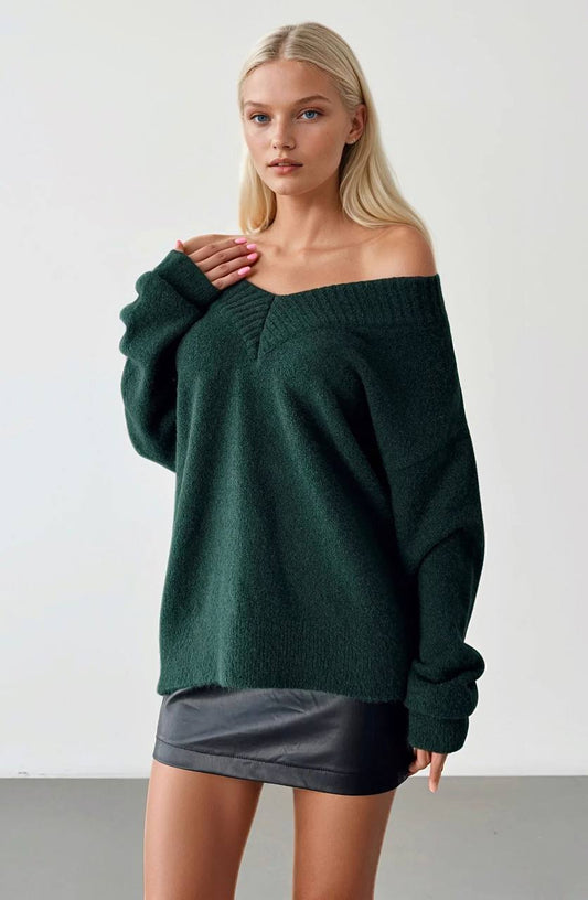 Teal Green V Neck Pullover