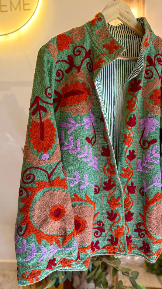 Green Suzani Embroidered Jacket
