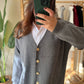 Grey Oversized Cardigan With Golden Buttons