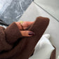 Brown Fluffy Heavy Longline Coat Cardigan
