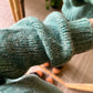 Turquoise Mohair Pullover With Silver Threads
