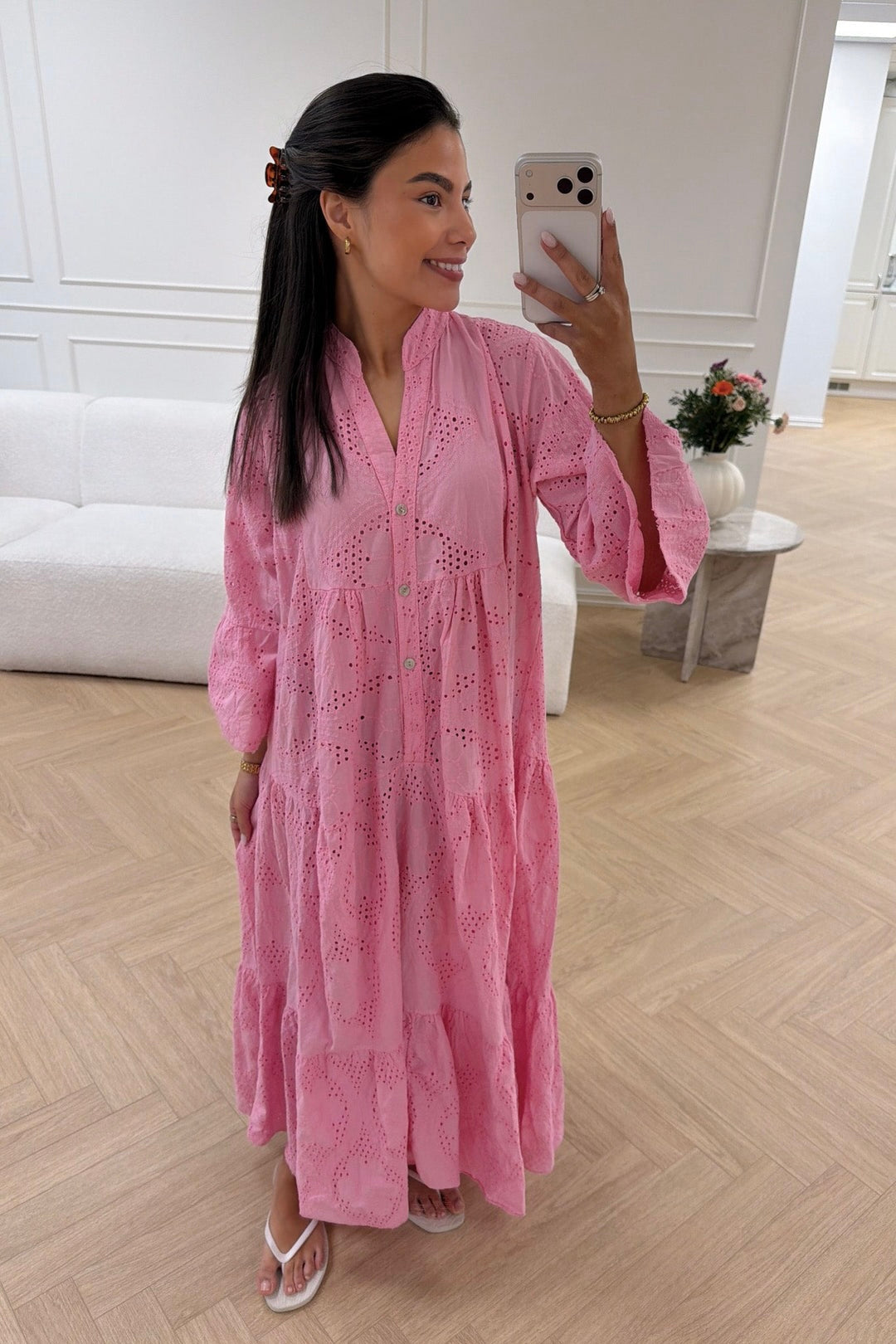 Cotton Pink Cut Out Dress