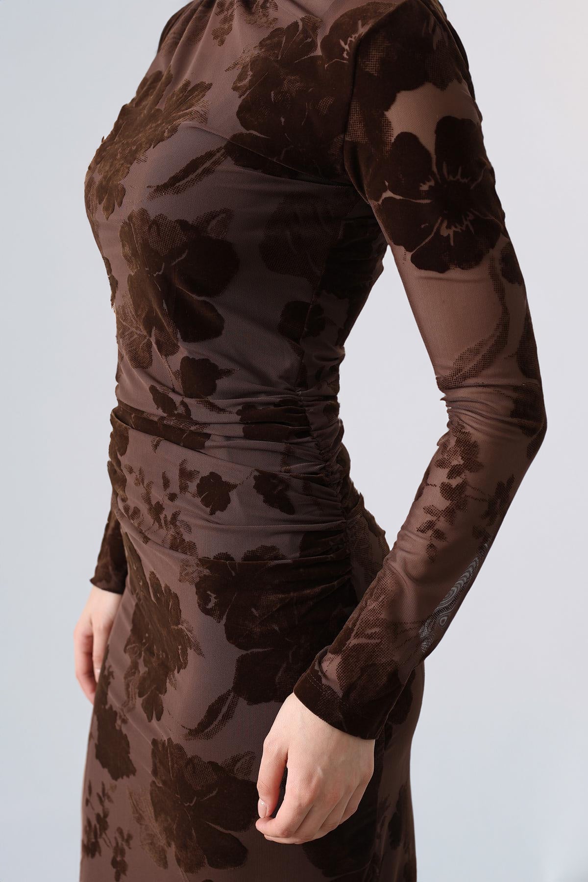 Brown Velvet & Tull Bodycon Dress