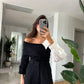 Black Off Shoulder Pullover With Shirt Sleeve