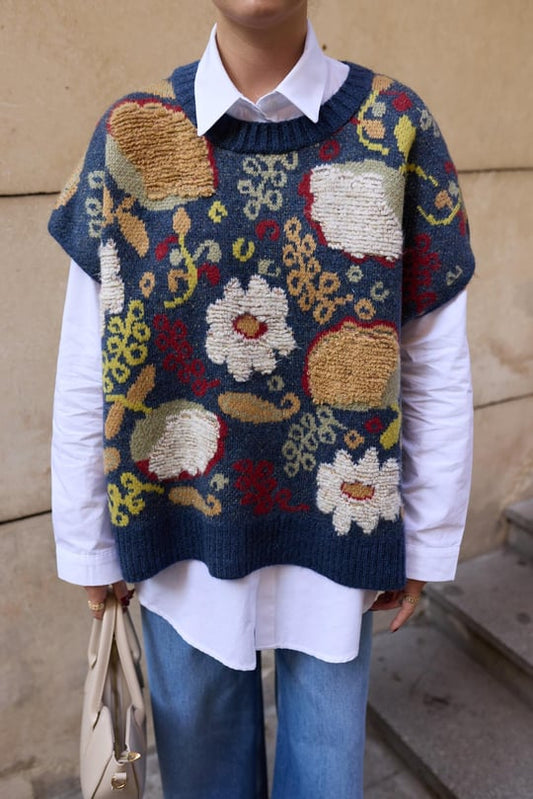 Embroidered Navy Vintage Vest