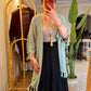 Mint Green Crochet Tasseled Kimono