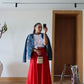 Red Asymmetrical Crinkled Chiffon Skirt