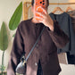 Brown Wool Jacket With Pockets & Detachable Scarf