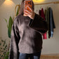 Brown Oversized Pullover With Bell Sleeves