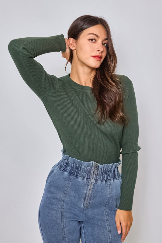 Ribbed Olive Basic Top