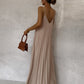 Beige Pleated Straps Italian Dress