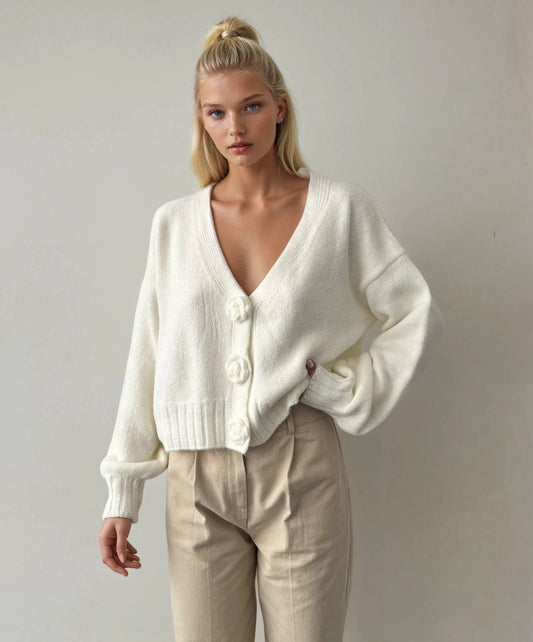 Beige Roses Cardigan