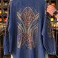 Dark Blue Denim Embroidered Sequin Kimono
