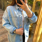Embellished Star Studded Denim Jacket