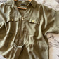 Olive zipped Belted Top