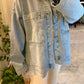 Glam Denim Oversized Jacket With Pockets & Ties